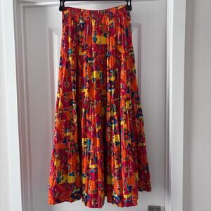 Vintage Alexander Campbell Vibrant Dopamine Wearable Art Tiered Twirl Skirt SZ M